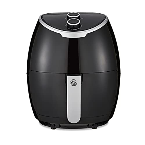 Swan SD39010NR 4L Air Fryer with Rapid Air Circulation, Adjustable Temperature, 30 Minute Timer, Non stick Coating, 1400W, Black
