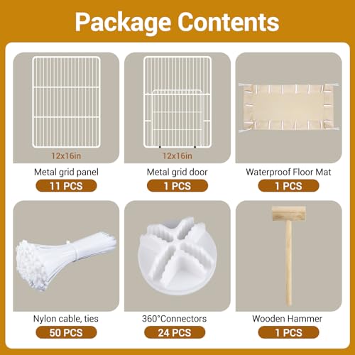 VISCOO 12 Panels Small Animal Playpen,Pet Playpen,C&C Cage for Guinea Pigs,Puppy Play Pen,Bunny Playpen Indoor Outdoor, Portable Metal Wire Yard Fence(White) by VISCOO - Image 7