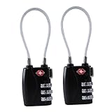 OUNONA 2 Unidades Candado Tsa para Equipaje Unidades Cerradura de Combinación Reajustable de Dígitos Aleación de Zinc Resistente Seguro para Maletas y Taquillas Negro