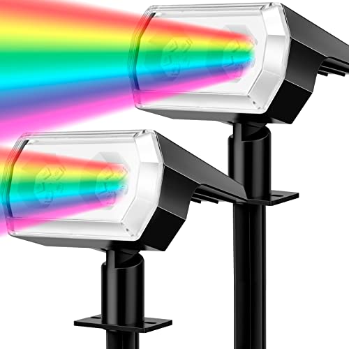 Mangopark Solar Spotlights Outdoor Waterproof - [7 Modes/ Ip67] Solar Outdoor Lights, Solar Spot Lights Outdoor, Solar Landscape Lights, Yard Lights Outdoor Solar Powered (Multicolor, 2 Pack) #TOP2