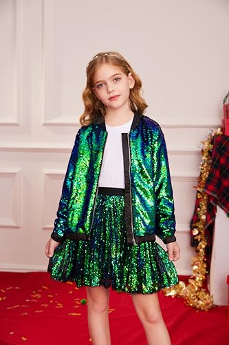Image of GRACE KARIN Girls Sequin Jacket Kids Bomber Zip Outwear Sparkle Fall Top Cardigan Dress Coat Size 5-14