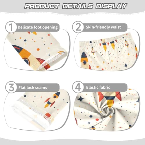 Cartoon Rocket A Girls Leggings Athletic Pants Tights Stretch Bottom3