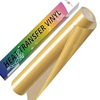 HTVRONT Gold Iron on Vinyl - 12\" x 5ft Gold HTV Vinyl for T-Shirts, Gold Heat Transfer Vinyl for All Cutter Machine - Easy to Cut & Weed for Heat Vinyl Design (Gold)