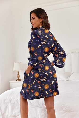 Image of Ekouaer Women Robes Knee Length Kimono Bathrobe Lightweight Soft Sleepwear