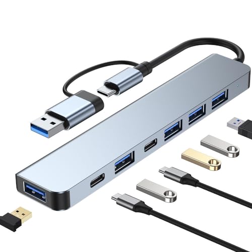 KUTEWEU Hub USB 3.0 2.0 USB-C Répartiteur, rallonge, Adaptateur multiport avec USB 3.0 – Élargissez Votre Ordinateur Portable, MacBook, PC, clé USB et Plus (USB3.0+USB2.0 x 4+PD5W+USB-C)