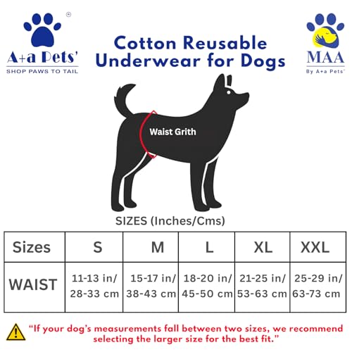 Image of A+a Pets' Cotton Dog Diapers | Underwear Panty | Stretchable Comfortable Washable and Reusable (S, Blue)