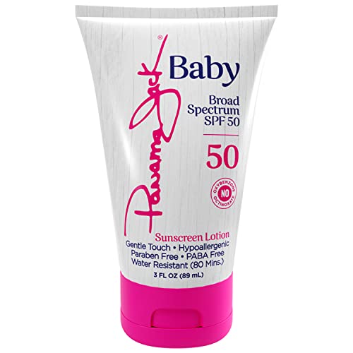 Panama Jack Baby Sunscreen Lotion - SPF 50, Broad Spectrum UVA/UVB Protection, Hypoallergenic Gentle Touch, PABA, Paraben, Gluten & Cruelty Free, Water Resistant (80 Minutes), 3 FL OZ