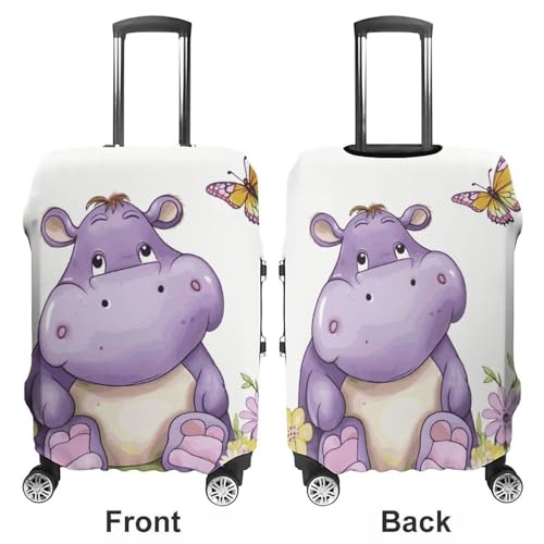 Carry on Luggage Cover Butterfly And Hippo Suitcase Covers for Luggages Tsa Approved Travel Luggage Sleeve Protector Elastic Suitcase Protector Anti-Scratch Washable Fits 19-30 Inch Case -M3
