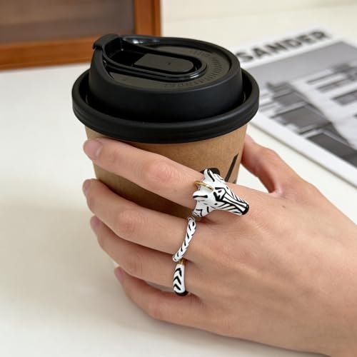 Bagues à imprimé animal rétro et réglables | Bijoux de doigt empilables