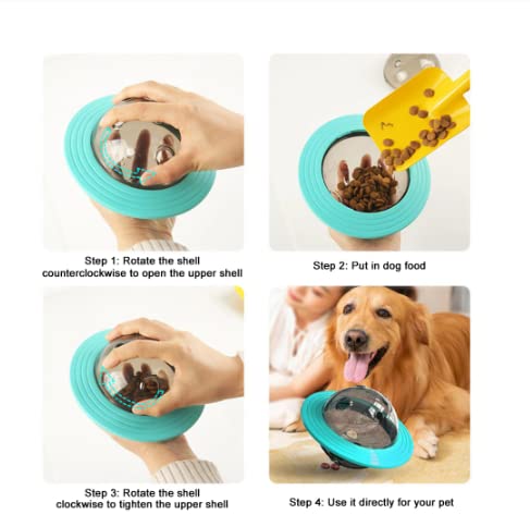 Brinquedo Pet Interativo Disco Bola Solta Petisco Cães Gato (azul claro)