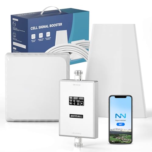 ANYCALL Amplificador Señal Movil para Banda 3/7, Amplificador de Cobertura Movil para Casa Oficina, 4G LTE 3G gsm Amplificador Cobertura Movil para Movistar Orange Más Yoigo, Pantalla Táctil