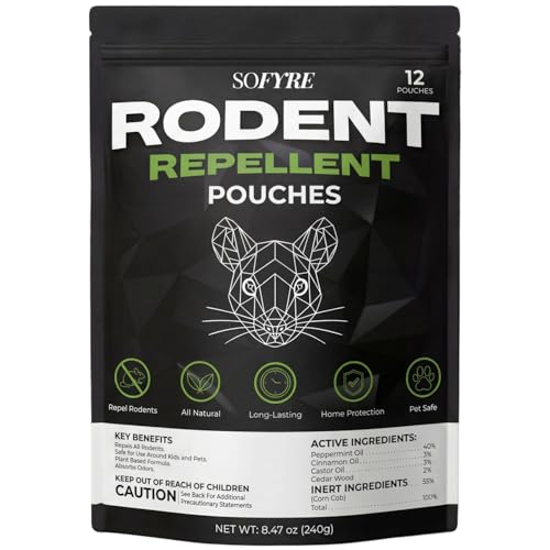 SoFyre Rodent Repellent Pouches 12-Pack Mouse Repellent for Home RV Garage Car Basement, Mice Indoor...