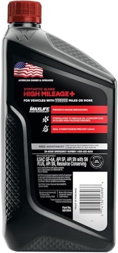 Image of Valvoline High Mileage 150K with Maxlife Plus Technology Motor Oil SAE 5W-30 1 QT, Case of 6