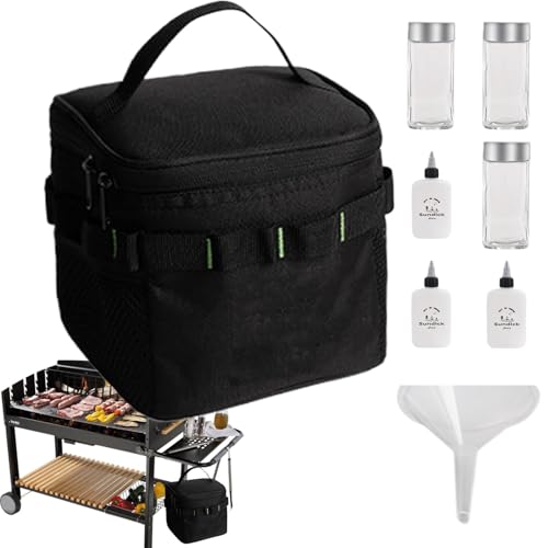 Contenedores De Condimentos Para Viajes,Contenedor De Condimentos Para Camping | Juego De Condimentos Portátil Con 6 Botellas | Dispensador De Condimentos, Juego De Salero Y