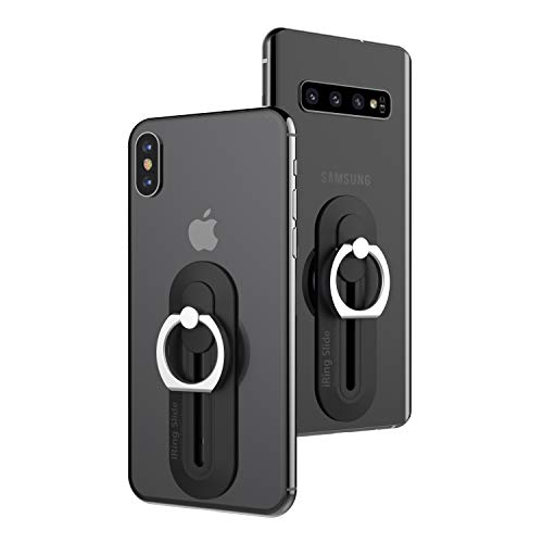 iRing Slide-Wireless Charging Compatible. Simply Slide The Ring Down to Charge. Includes Hook Mount for Car Cradle or Wall. AAUXX Original Ring Grip Finger Holder Stand(Black)