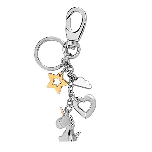 Navaris Llavero de Unicornio con Estrella Nube y corazón - Llaveros de Metal con mosquetón para Llaves de casa y Coche - Cadena metálica Decorativa