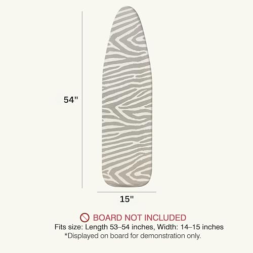 Image of Ironing Board Cover and Pad 15 inchx54 inch Extra Thick Natural Cotton, Scorch and Stain Resistant Padding, Standard Size Iron Board Cover with Fasteners Heavy Duty Elastic Edge, Heatproof Zebra