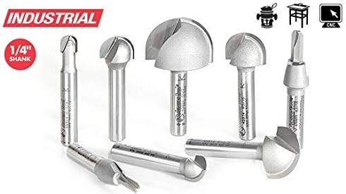 Amana Tool - (AMS-420) 8-PC Carbide Tipped Core Box Router Bit Collection, 1/4" Shank