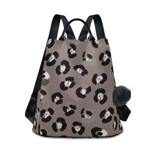 Sac à dos pour femme en tissu léopard noir et fermetures éclair robustes