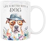 ❤︎ MIT LIEBE GEMACHT - von uns für euch. Unsere einzigartige Tasse mit „Life is better with a Dog“-Spruch und Hunderasse im Watercolor-Style ist einzigartig und stilvoll zugleich. Über 80 verschiedene Rassen - alle liebevoll von Hand gefertigt.