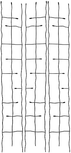 Panacea 89484 Black Forged Narrow Twig Trellises, Pack of 3 – 72" H Metal Garden Trellises with Twisted Rod & Leaf Design – Durable Outdoor Plant Supports for Climbing Vines, Flowers & Vegetables