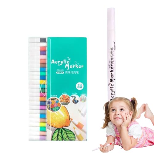 Marcadores de pintura acrílica, bolígrafos acrílicos portátiles para colorear y, multidiseño, suministros de arte para vidrio, roca, tela, metal, madera, porcelana y bricolaje