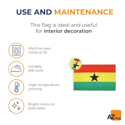 Image of AZ FLAG - Ghana Flag - 2x3 Ft - Light Polyester Ghanaian Banner with Two Brass Eyelets - Fade Resistant - Vivid Colors - 2' x 3' Feet - 90x60 Cm