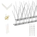 Pinchos Antipalomas Base Acero Inoxidable 10 Uni. 2, Clips de Montaje Transparentes y Tornillos Acero