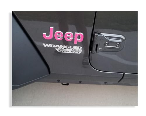 Reflective Concepts Jeep Fender Emblem Overlay Decal Stickers - 2018-2024 Wrangler JL/JLU - (Color: Hot Pink)
