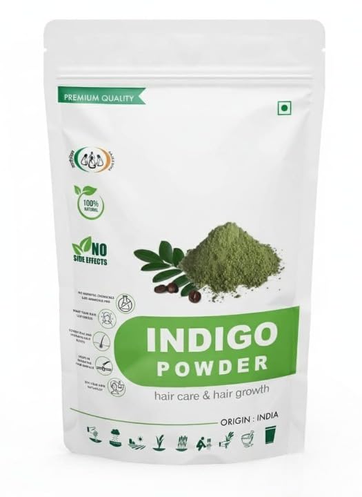 Indigo Leaf Powder, Pure and Natural, No preservatives,for Natural Hair Colorant Black, Brown Hair & Beard Dye/Color I for Men & Women - 100 gm