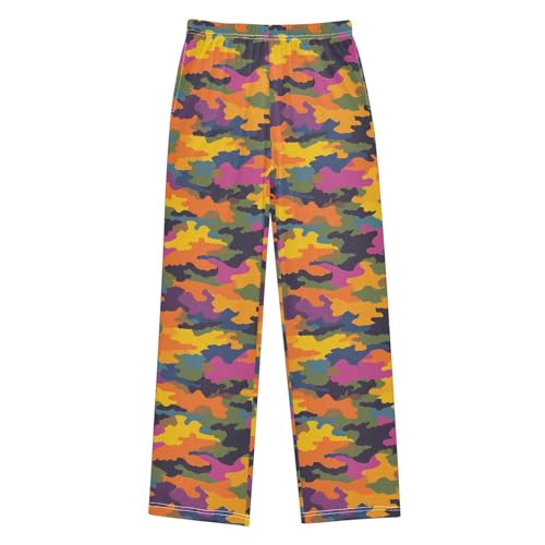 ALAZA Yellow Blue Camouflage Camo Pajama Lounge Pants Long Sleep Pajama Bottoms with Pockets