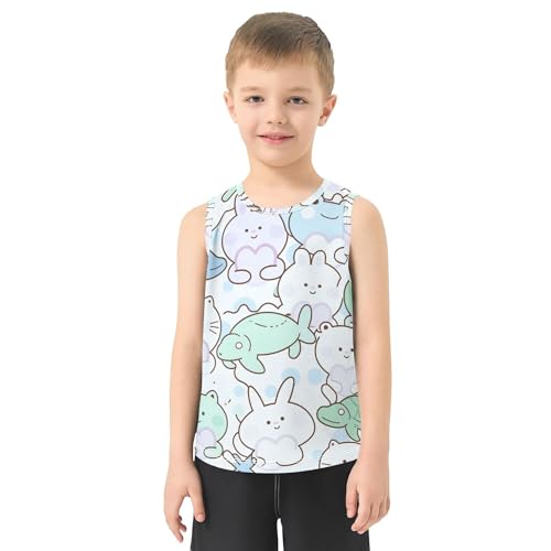 JUNZAN Animals Cats Boys Tshirts Tank Tops Sleeveless Kids Vest Active Tees for Workout Gym Fitness Cycling Swimming 3T2