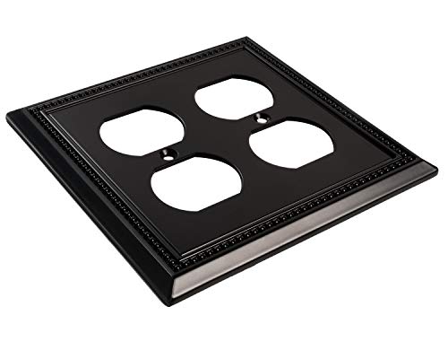 Image of Henne Bery Sunken Pearls Heavy Duty Decorative Wall Plate Switch Plate Outlet Cover (Double Duplex, Matte Black)