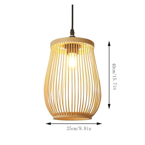 Suspension en osier tressé de style rustique chic avec dôme E27 - 6