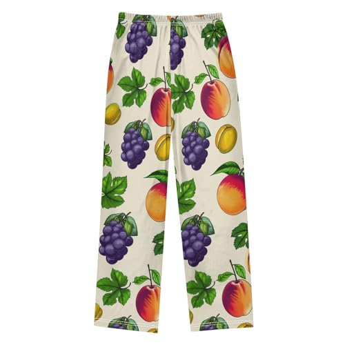 J JOYSAY Grapes Apricots Leaves Beige Pajamas Pants Soft Long Pajama Bottoms Lounge Sleep Pants Size S-XL2