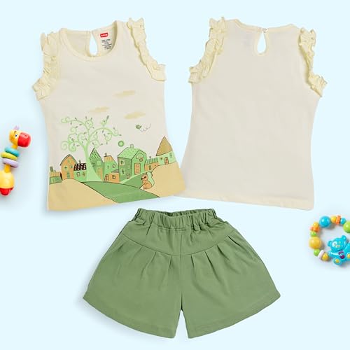 Image of LuvLap Baby Girls Regular Fit 100% Cotton Half Sleeves Girls Top CoSet Pack of 3
