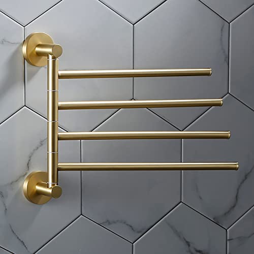 Porte-serviettes salle de bain avec trois tiges mobiles et support mural rotatif