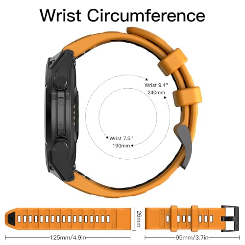 Image of OVERSTEP Compatible with Fenix 8 51mm Watch Bands, 26mm Soft Siliocne Strap for Garmin Fenix 5X /Fenix 5X Plus /Fenix 6X /Fenix 6X Pro /Fenix 7X /Fenix 7X Pro Smartwatch