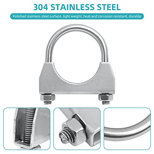 Image of 1 inch Universal Heavy Duty Exhaust U Clamp 1 inch Stainless Steel Muffer U-Bolt Clamps, Pack of 2