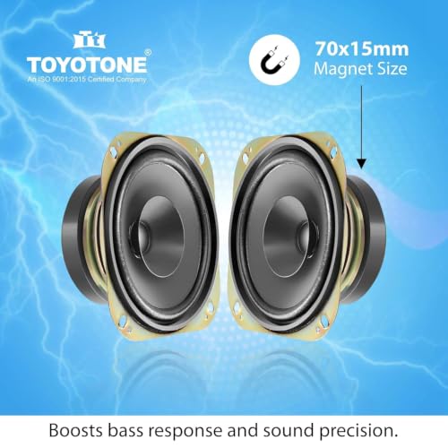 Image of TOYOTONE 3 inch Inch Full-Range Speaker | Dual Cone | 20W Nominal | 40W Max | 4-Ohms | Copper Coil | 53mm Dual Magnet | High Sensitivity | Ideal for Home & Car Audio (Pack of 2) (4 Inch)