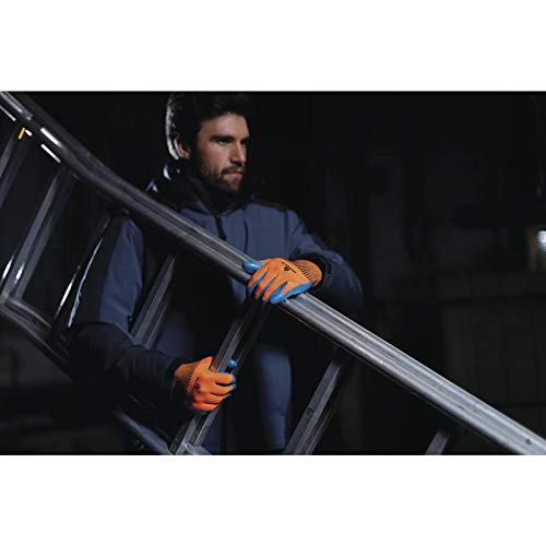 Delta Plus VE733OR09 glove in fine woven polyester, latex coated palm, orange / navy blue, size 09, one pair of gloves - Image 5