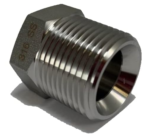 Image of 316 Stainless Steel 3 /4 Inch NPT Male Taper Thread Hex End Plug for Air, Liquid, Water, Oil or Hydraulic Fitting - Industrial Air Tool Hose or Pipe Connections 316SS