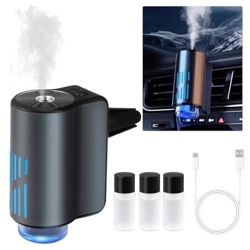 Difusor de Aire para Automóvil, Difusor de Aire Inteligente para Coche con 3 Perfumes, Difusor de Aroma Inteligente con Carga USB y 3 Modos, Luces Coloridas, Encendido/Apagado Automático
