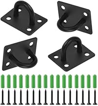 Granvoo 4 Pieces Stainless Steel Eyelet Plate, U-Shaped Metal Hooks, Black Eyelet Plate, Stainless Steel Bridge with Screws for Swing Accessories Hammocks