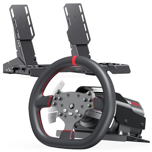PXN V10 Ultra Volante de Carreras Direct Drive con Pedales – 3,2Nm Force Feedback, Volante Gaming con Grip de Cuero Microfibra y Levas – Set Sim Racing para PC, PS4, Xbox One/Series