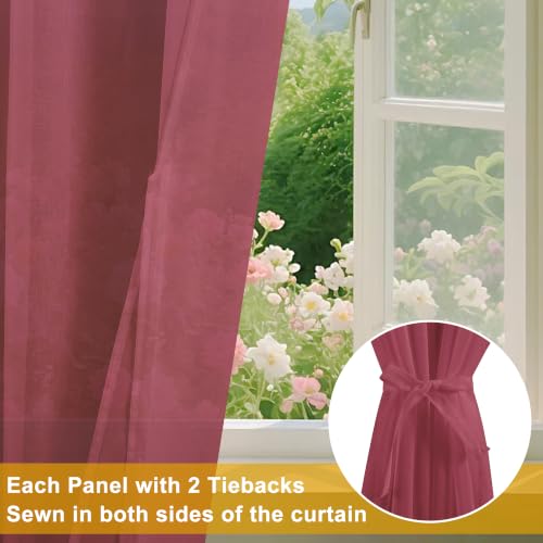 DWCN Stores Gardinen mit Kräuselband Transparent Wein Rot H260 x B140 cm – Ansicht 5