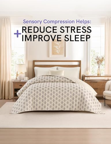 Image of YnM 15lbs Weighted Blanket for Adults, Linen Heavy Bed Throw Blanket with Cooling Glass Beads for All Season Use, Ideal for ~110lbs (48x72 Inches, Twin /Full, Damask)