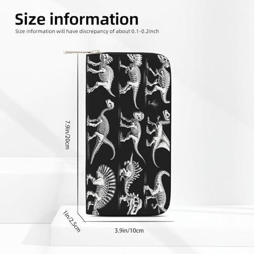PU Leather Wallet for Women - Hand Long Wallets Holds Cards, Cash, Ladies Purse Organizer with Zipper Coin Pocket for Men Gifts Trave,Dinosaur Mural4