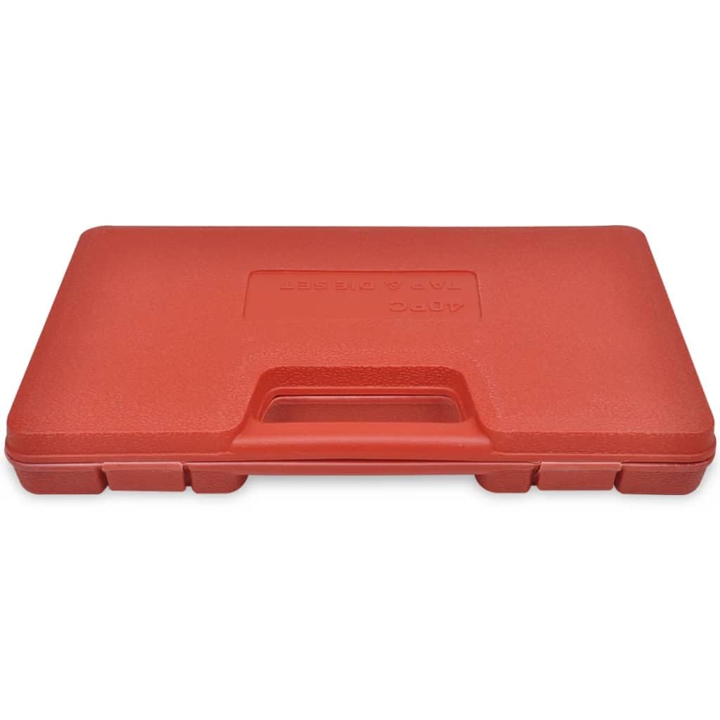 Set di 40 filiere in acciaio al carbonio di alta qualità per metallo, legno, plastica, riparazione officina, con valigetta degli attrezzi, filettatura interna ed esterna, metrica