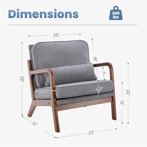 Sillón Mid Century Gris de Madera miniatura 2